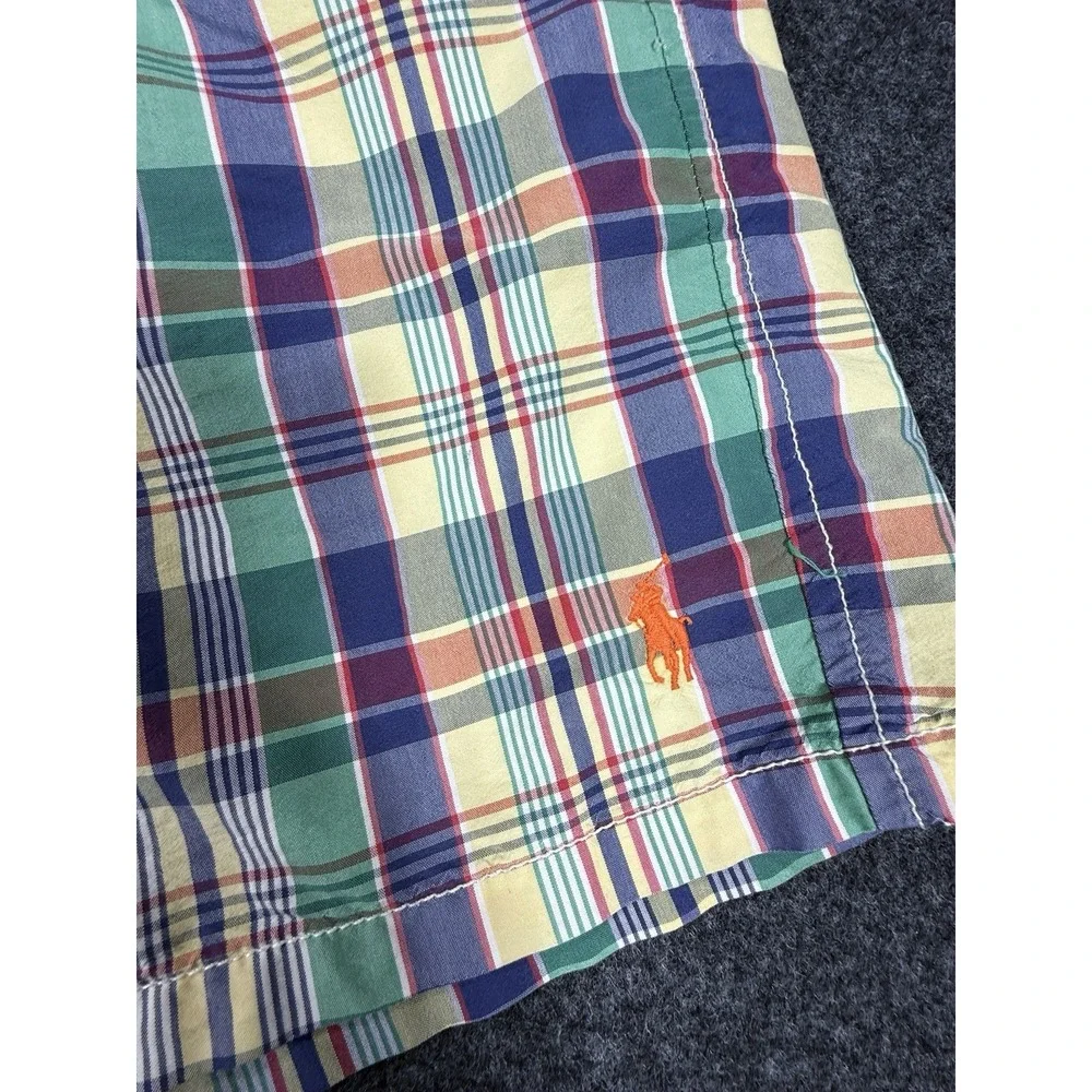 Polo‎ Ralph Lauren Plaid Swim Trunks Board Shorts Men Size Large Lined 4